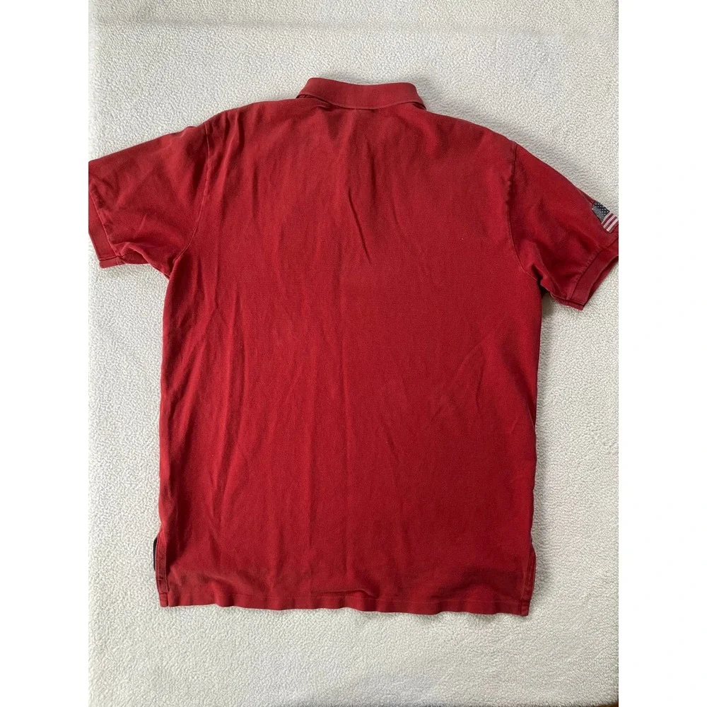 Polo Ralph Lauren Men Extra Large Polo Shirt Red Big Pony USA Flag Patch‎